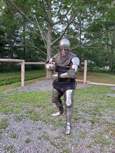 Participants in the sport of buhurt wear medieval gear. (Photo via Moncton Marauders’ Facebook page.)