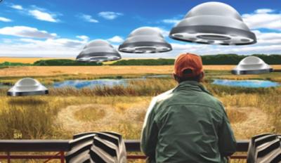 Artwork on a new Canadian coin commemorating a reported UFO sighting on a Saskatchewan farm. (Image: Royal Canadian Mint via Facebook.)